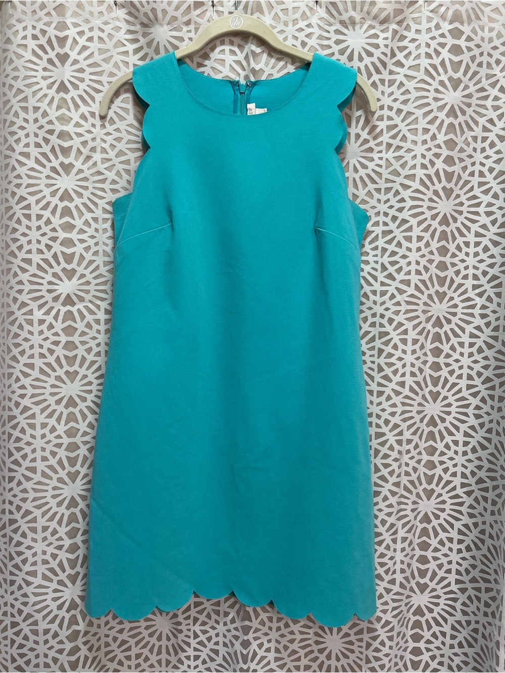 J. Crew Teal Scallop-Trim Sleeveless Shift Dress Size 4
